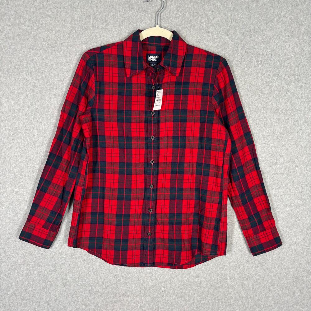 Lands End Flannel Shirt XS Boyfriend Tartan Irish Scottish Hiking‎ Camping GORP